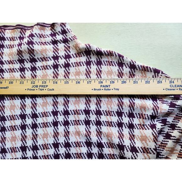 Top/Knit Sweater-Anne Klein-Houndstooth-Burgundy/Brown-Mock Turtleneck-Size LG-P - Picture 7 of 12